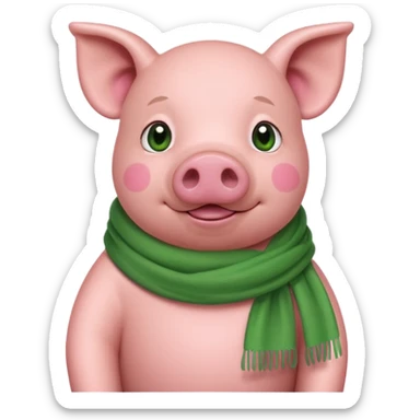Pig with a green scarf sticker