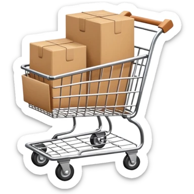 shopping cart with a small box inside sticker