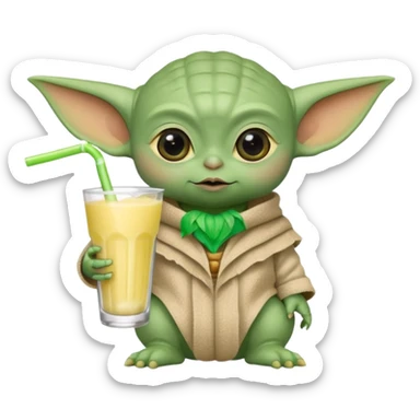 Baby yoda with pona colanda with a straw sticker