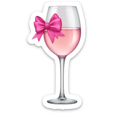 Rose wine glass with pink bow sticker