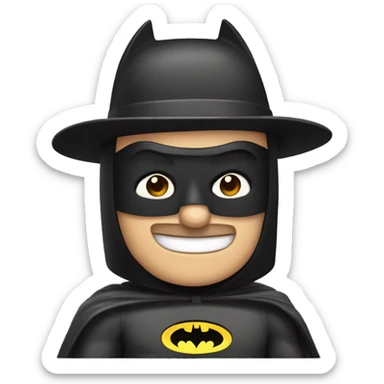 hombre estilo de batman feliz, que en su playera diga CM sticker