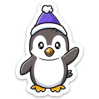 penguin wizard with sparkles and a pointy hat sticker