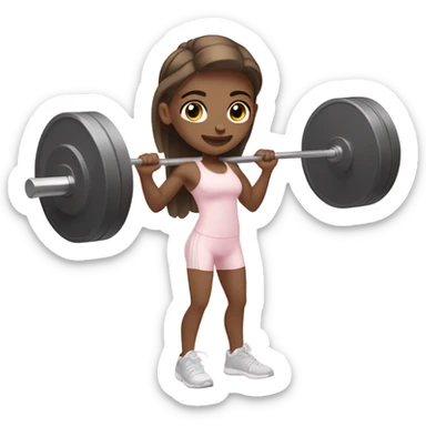 girl with pale pink gym outfit lifting weights sticker