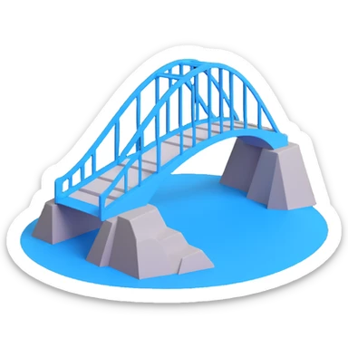 blue paper bridge drawing sticker