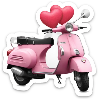 Vespa rosa con corazones sticker