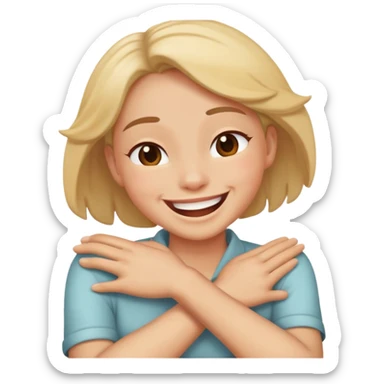 Arms crossed around neck laughing sticker