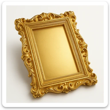 classic ornate gold picture frame, empty, front view sticker