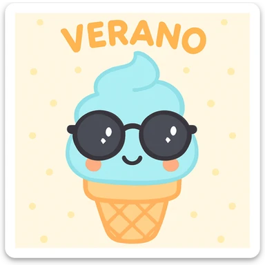 verano, summer, ice cream, sunglasses, playful, kawaii style sticker