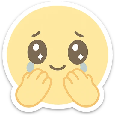 yellow smiley face crying, hands covering face sticker