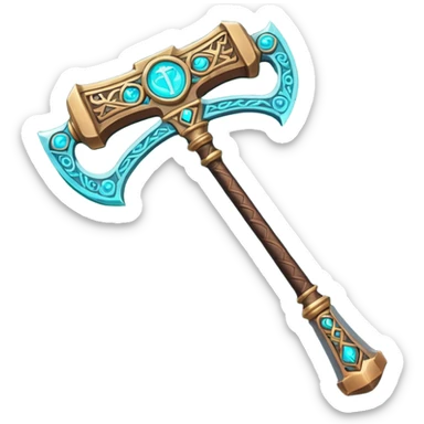 a massive Soulmask-style hammer weapon, ornate, fantasy details, for an emoji sticker