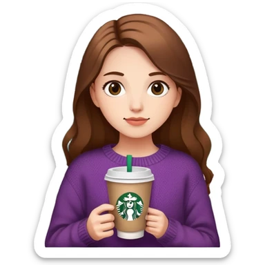 Girl holding Starbucks coffee sticker