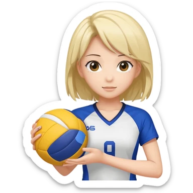 volleyball player, anime girl, with volleyball ball sticker