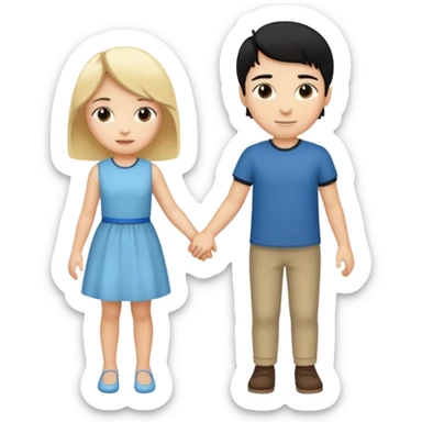 blonde girl with black haired boy holding hands sticker