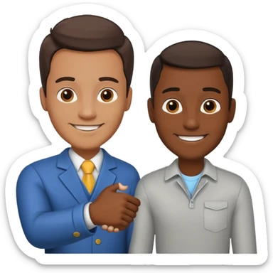 two men shaking hands, one with darker skin and one with lighter skin sticker