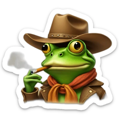 Cowboy frog smoking a cigarette sticker
