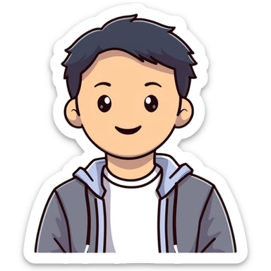 Friendly Korean man in casual clothes smiling sticker