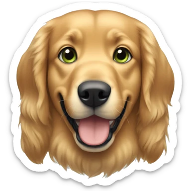 basketball, blueish greenish eyes, golden retriever sticker