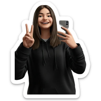 smiling girl taking selfie indoors sticker