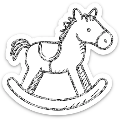 hand drawn outlined rocking horse icon sticker