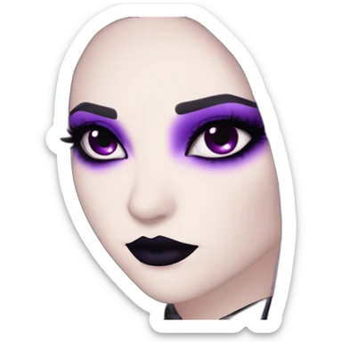 Elissabat long-hair-dark-plumpurple-and-black-vampire-goth-makeup-pinkeyes-romanticgothcloses- sticker
