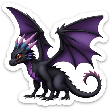 Gothic Badass Edgy Dark Mysterious Mystical Dragon-Beast-Trico-Noivern-Noibat-Fursona sticker