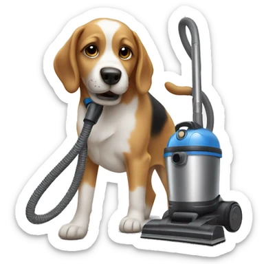 Dog with a vacuum sticker