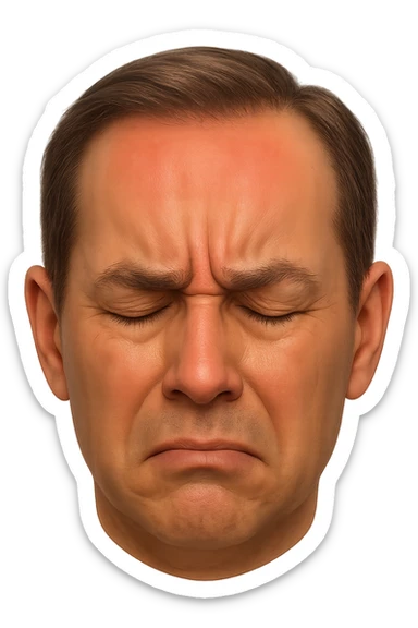 emoji stile iphone di faccina con mal di testa, iperrealistico 4k sticker