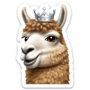 Alpaca with a silver crown sticker