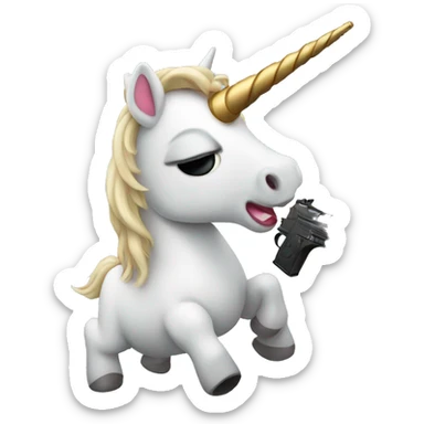 Unicorn with a gun  sticker