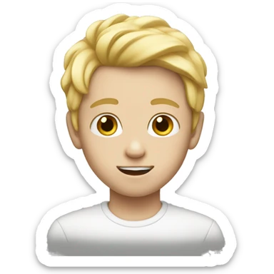 kid with blond hair and white skin and  sticker