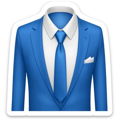 men's blue tie on white shirt, minimalism, no emojis or faces, iOS emoji style sticker