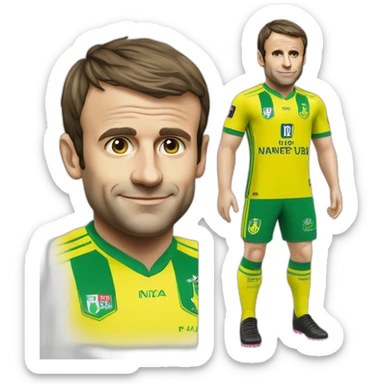 emmanuel macron avec le maillot du fc nantes sticker