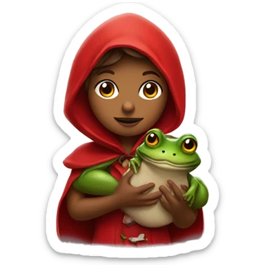 little red riding hood holding a frog in her hands sticker
