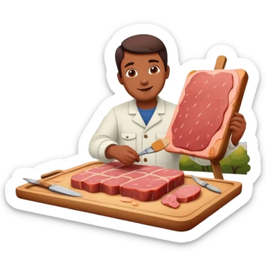 artist in paris painting a SPAM meat landscape  sticker