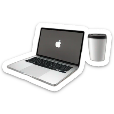 inside of a coffee shop, macbooks and coffee sticker