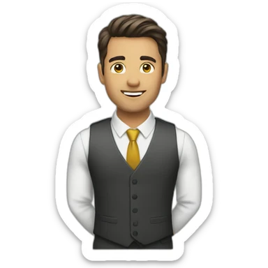 Finance bro with a vest sticker