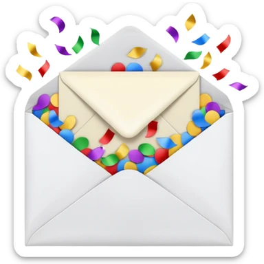 white envelope with confetti sticker