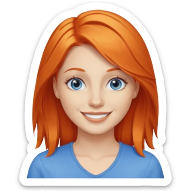27 year old white woman, orange hair, blue eyes sticker