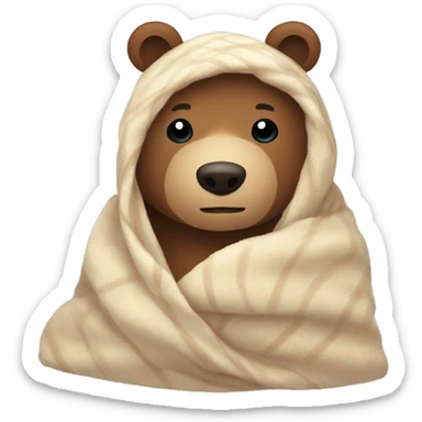bear cozy in blanket sticker