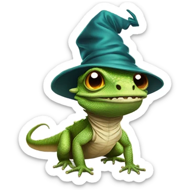 Lizard with a wizard hat sticker