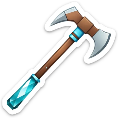 Minecraft diamond pickaxe with brown handle sticker
