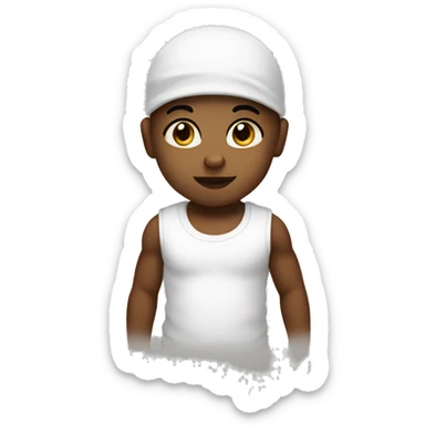 bold hear, wearing white sleeveless tshirt baby sticker