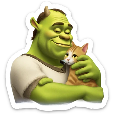 Shrek kissing a cat sticker