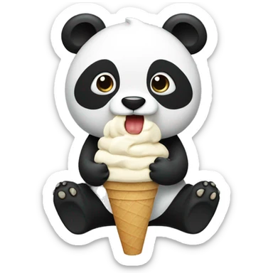 Panda eating ice cream sticker
