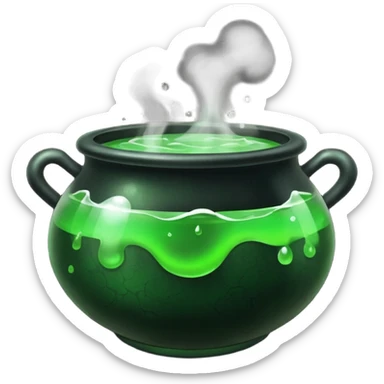 Cauldron – Black pot bubbling green potion. sticker