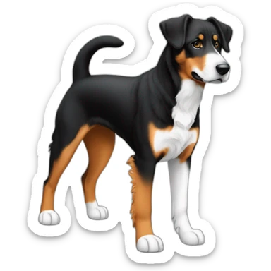 chien croisé staff et beauceron couleur feu et noir au poitroil blanc sticker