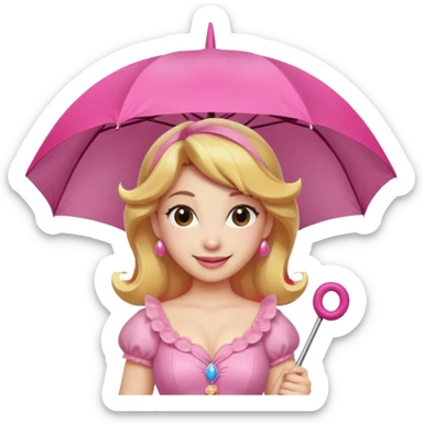 princess peach with a pink umbrella  sticker