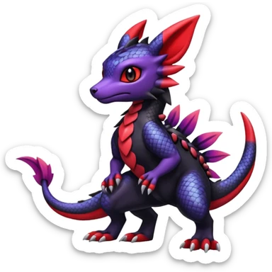 Cute Exotic Colorful Guilmon-Salandit-Umbreon-Fakémon-hybrid-creature (full body)  sticker