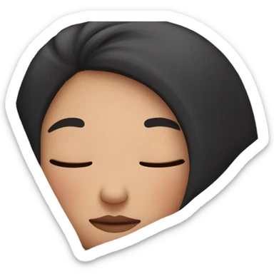 pale girl with black hair sleeping in a pink blanket  sticker
