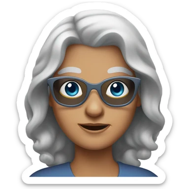 Blue eyes younger grandma with long gray hair sunglasses  sticker